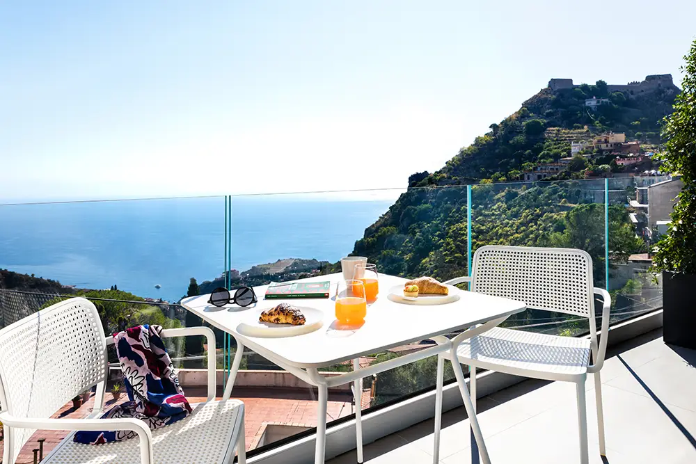 breakfast on sea view terrace